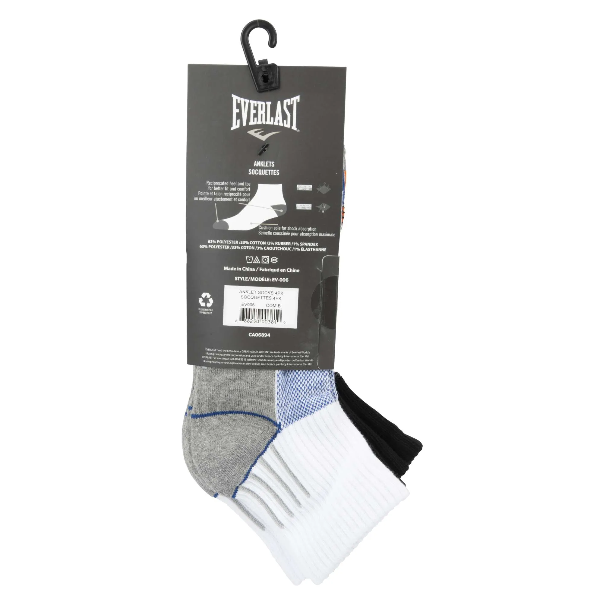 Men's Anklet Socks - 4 Pack
