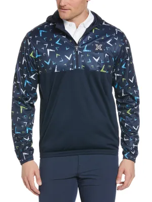 Mens Callaway X Multi-Color Chevron Print 1/4 Zip Golf Hoodie