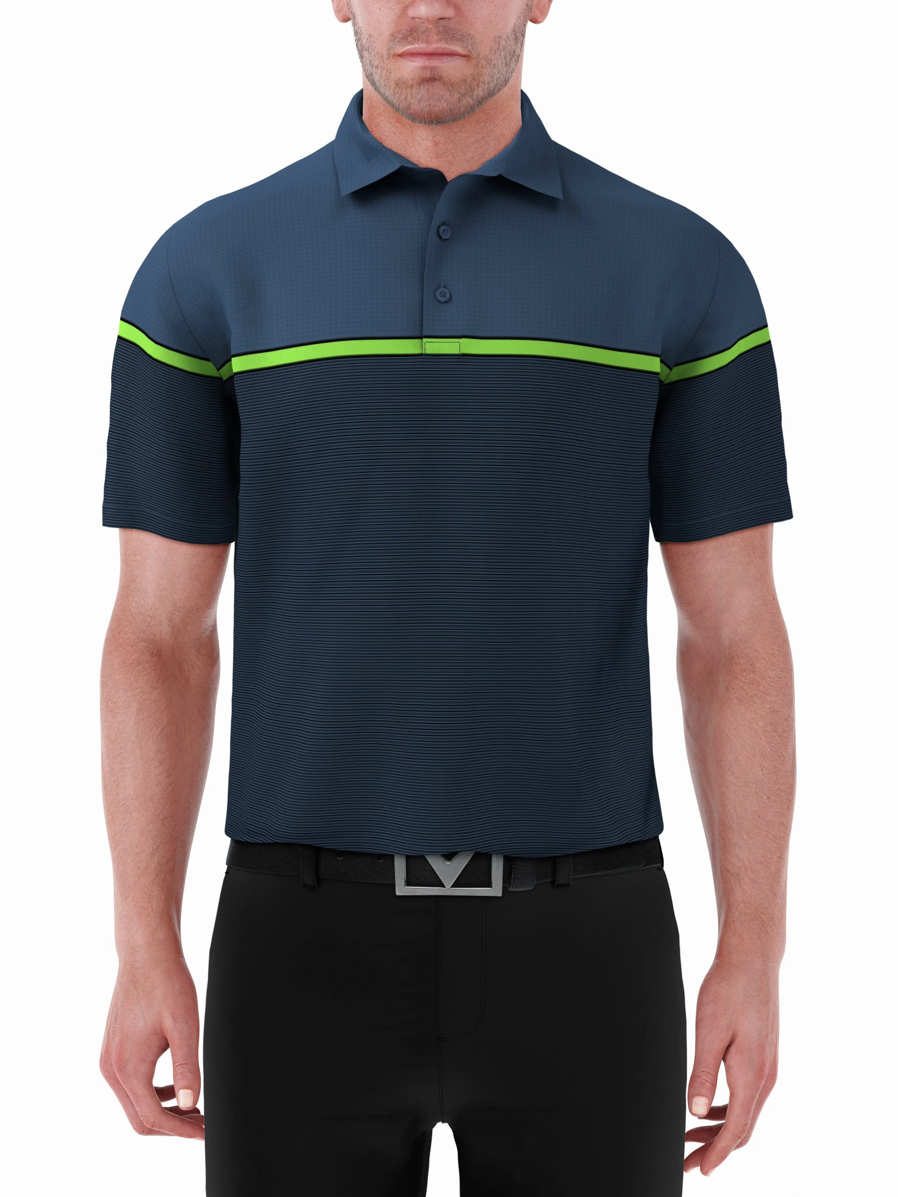Mens Engineered Stripe Polo