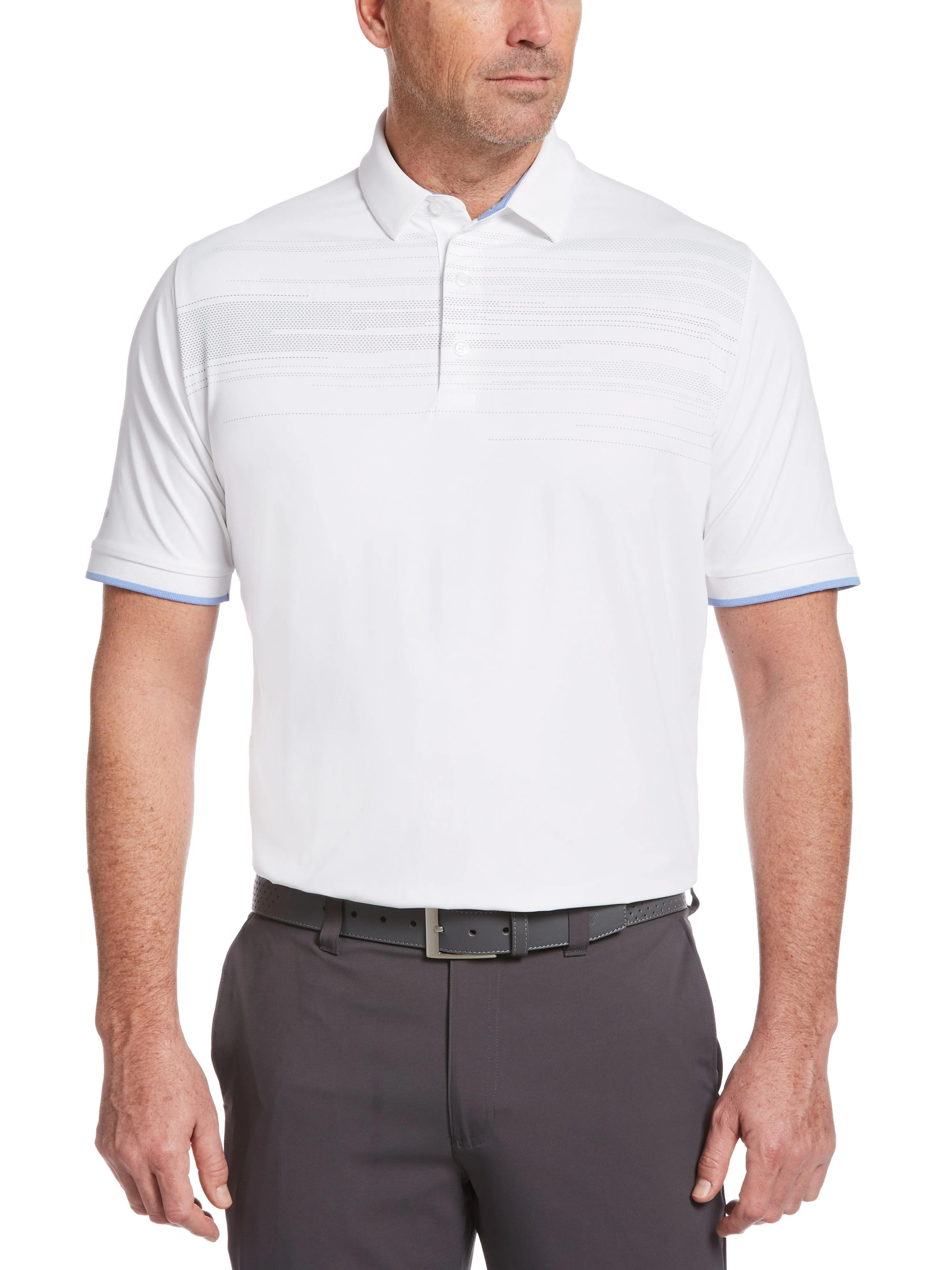 Mens Engineered Textured Chest Print Swing Tech™ Polo