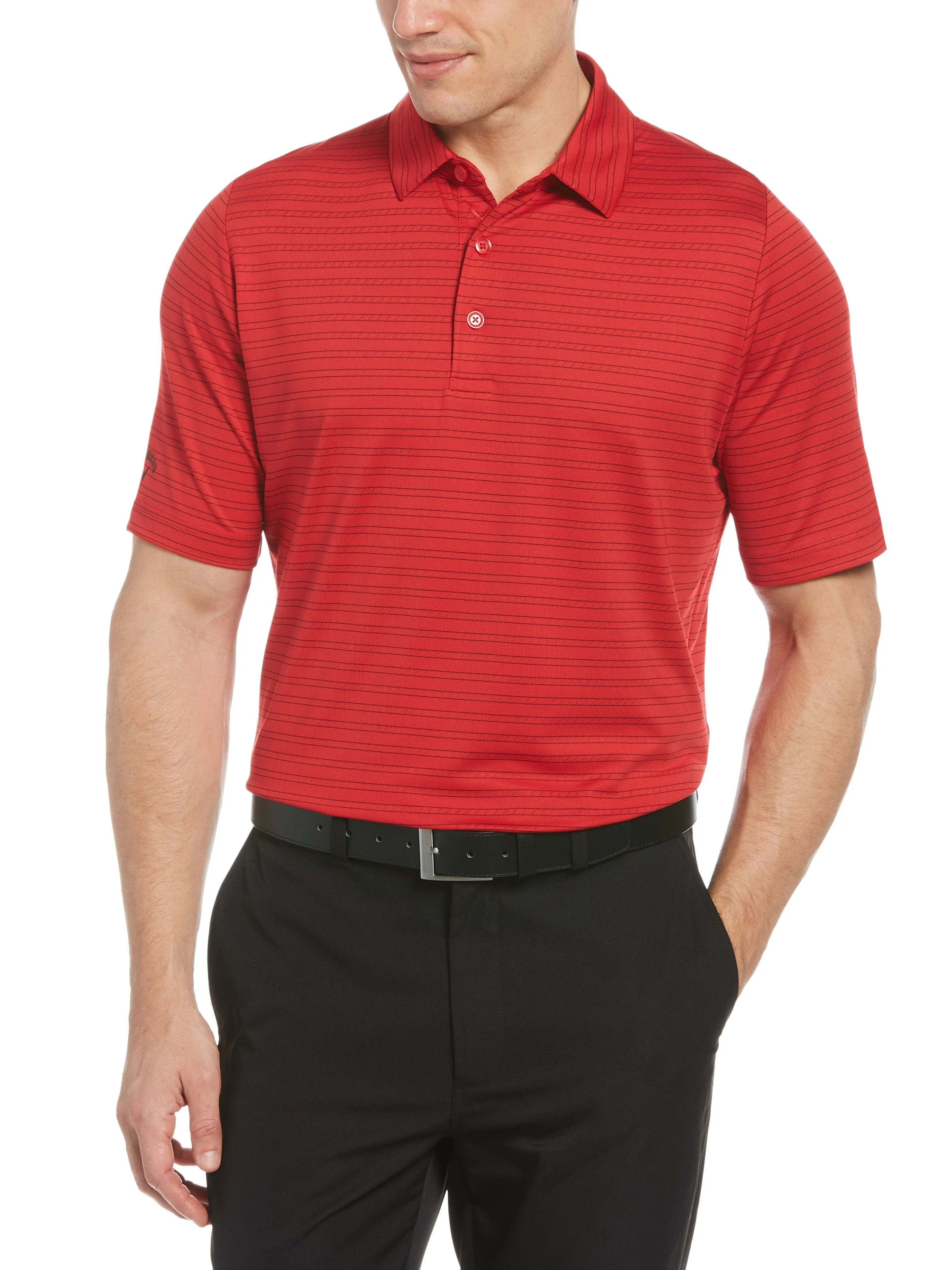 Mens Fine Line Ventilated Stripe Polo