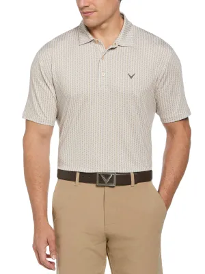 Mens Herringbone Print Polo