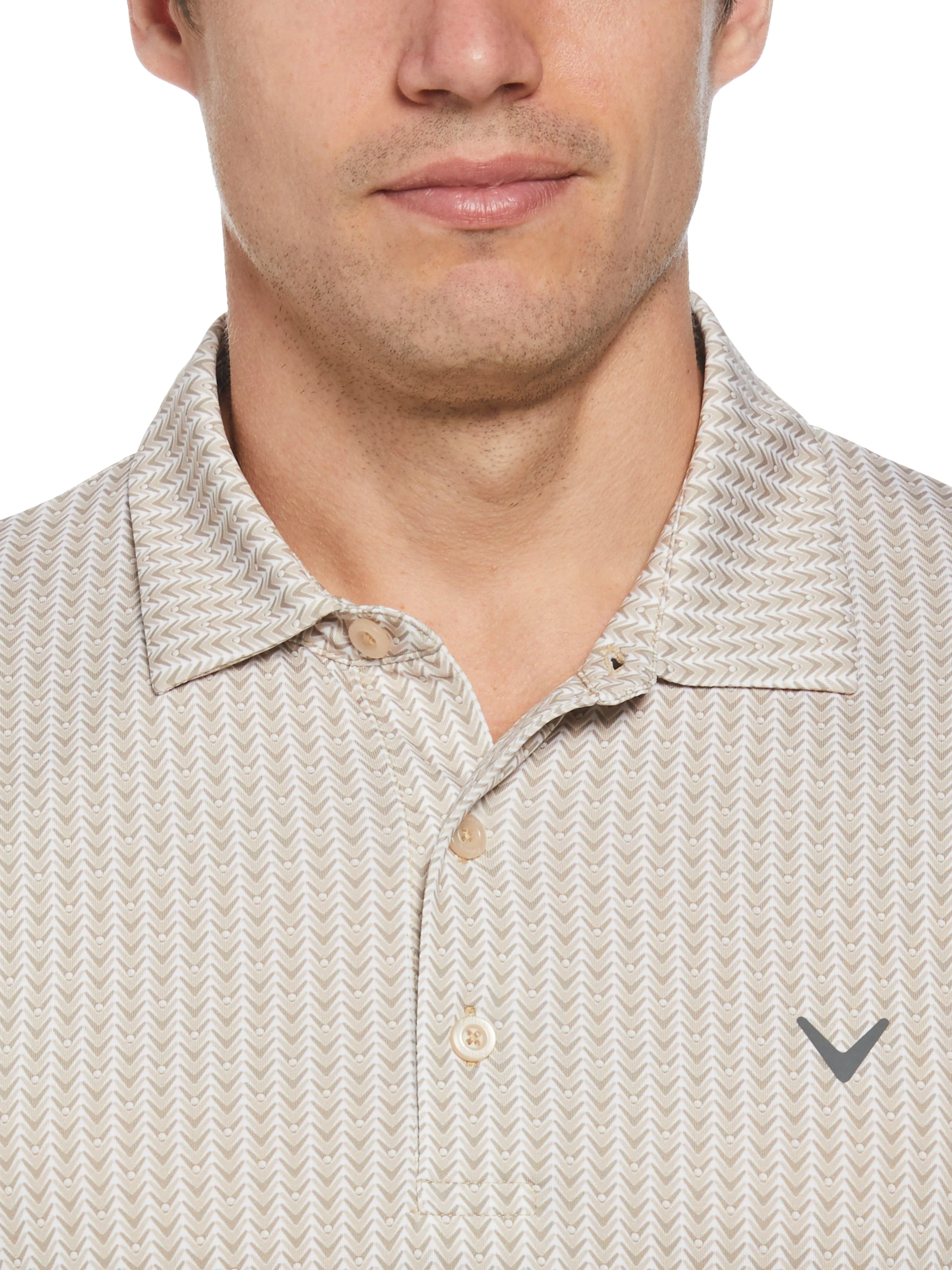 Mens Herringbone Print Polo