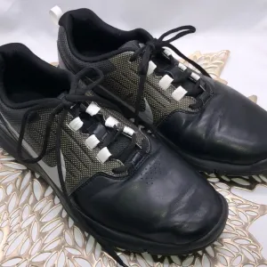 Men’s Nike Golf Shoes Black with Silver Swish Size 9.5