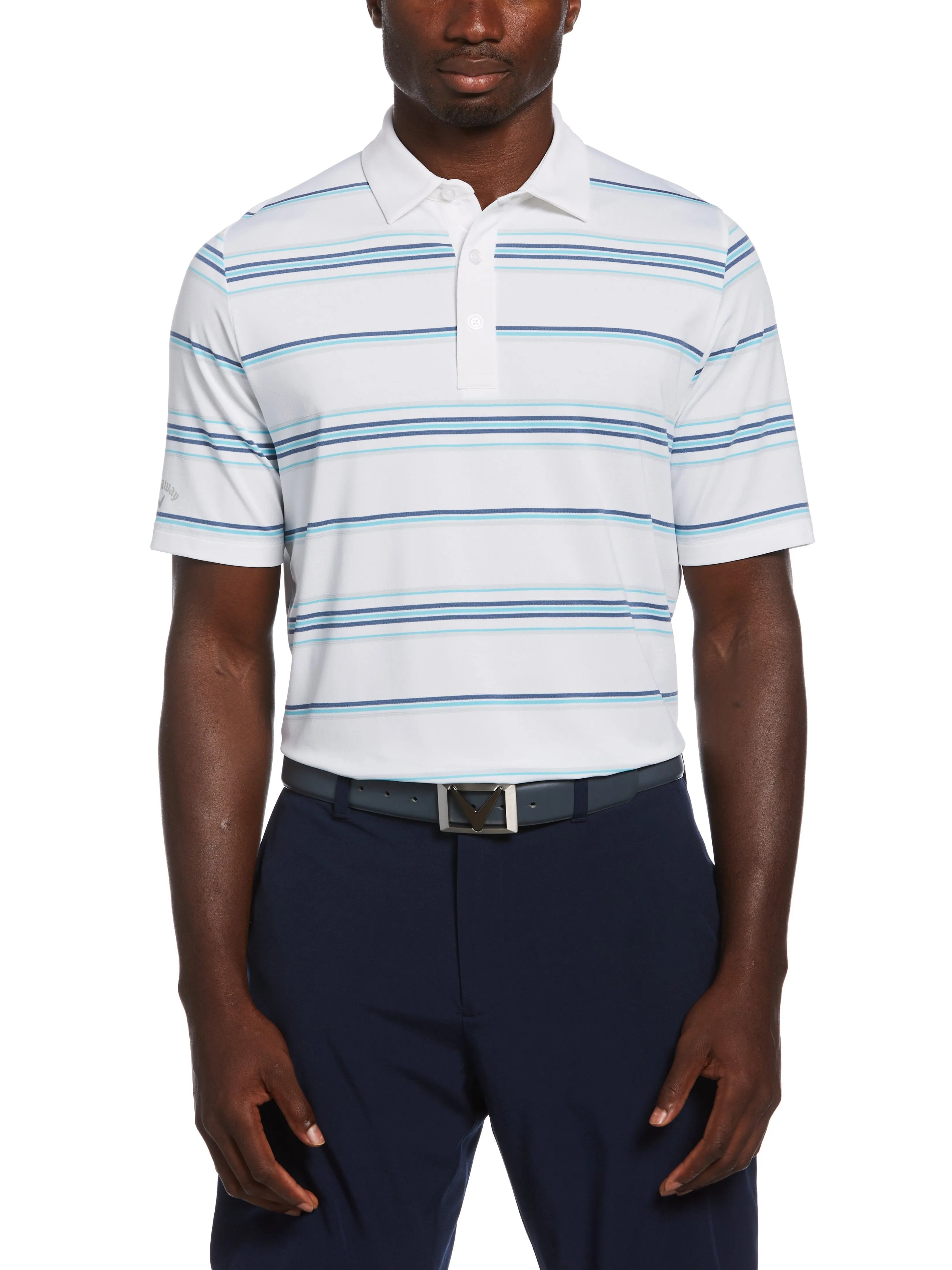 Mens Resort Ventilated Stripe Golf Polo