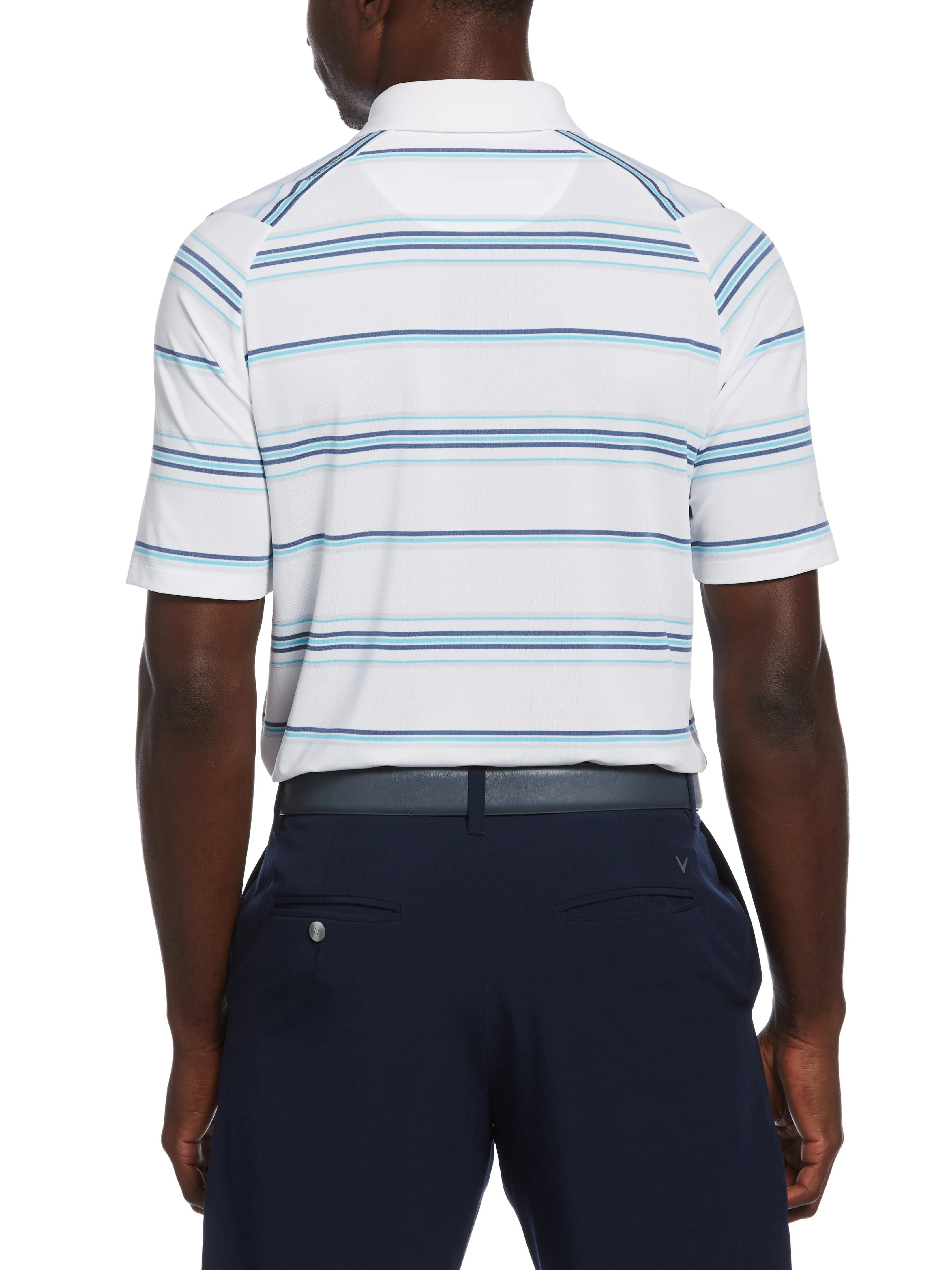 Mens Resort Ventilated Stripe Golf Polo