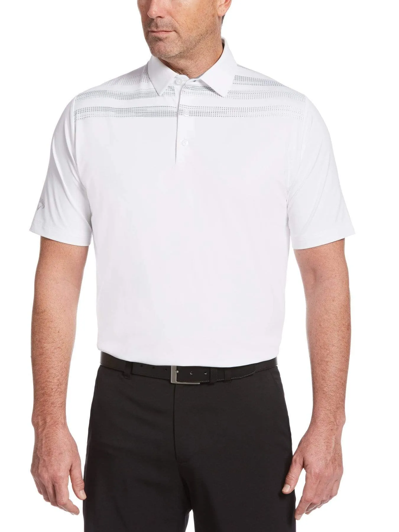 Mens Swing Tech™ Engineered Texture Stripe Polo