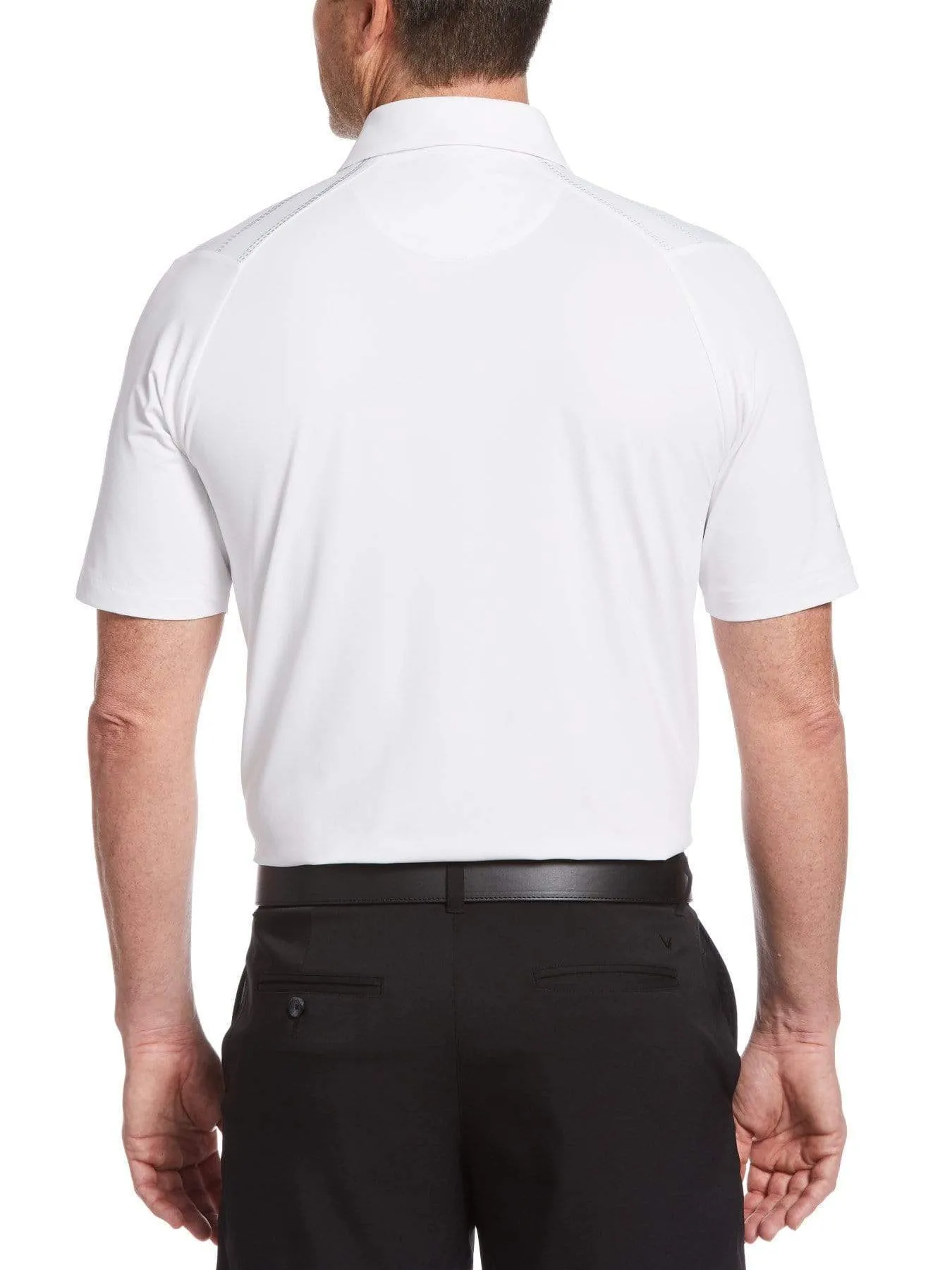 Mens Swing Tech™ Engineered Texture Stripe Polo