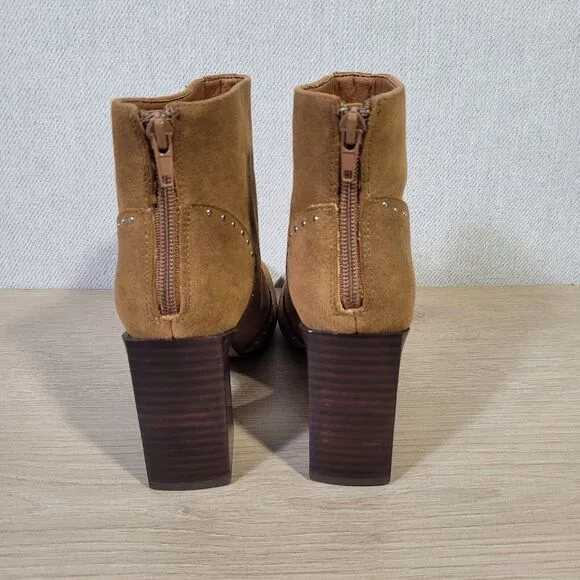 Mi.iM Ankle Boot Studded 70's Boho Heel Women 6.5 Brown MiiM Suede
