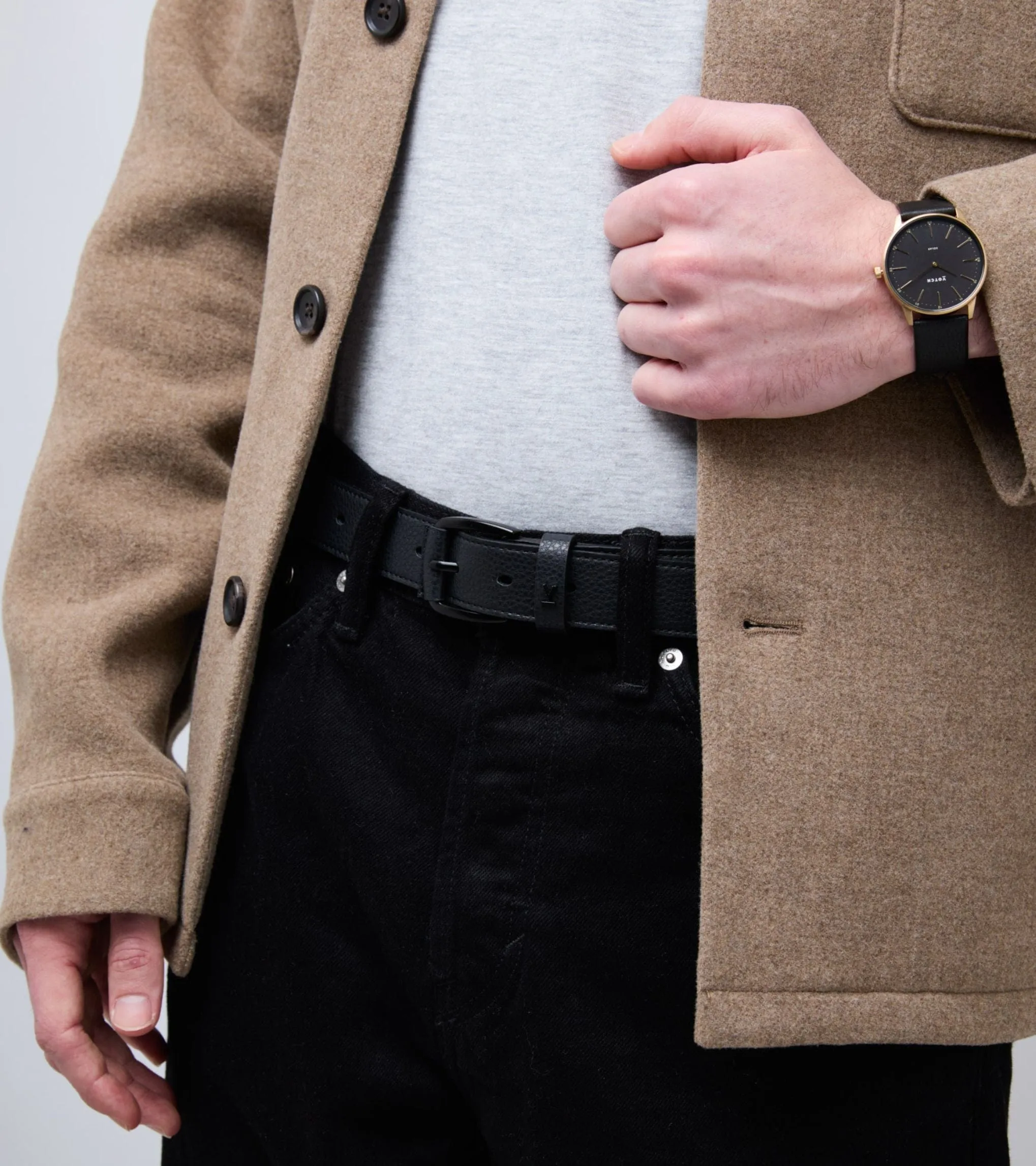 Milo Unisex Vegan Bio-Based Bamboo Contrast Belt | Black