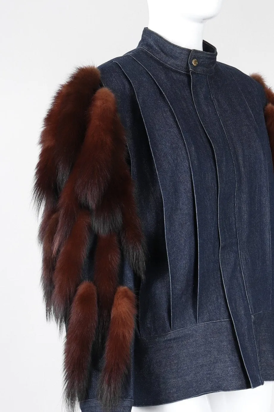 Mink Denim Bomber