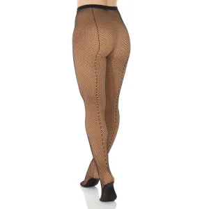 Mondor 328 Cabaret Fishnet Tights with Rhinestoned Back Seam in Black - Adult