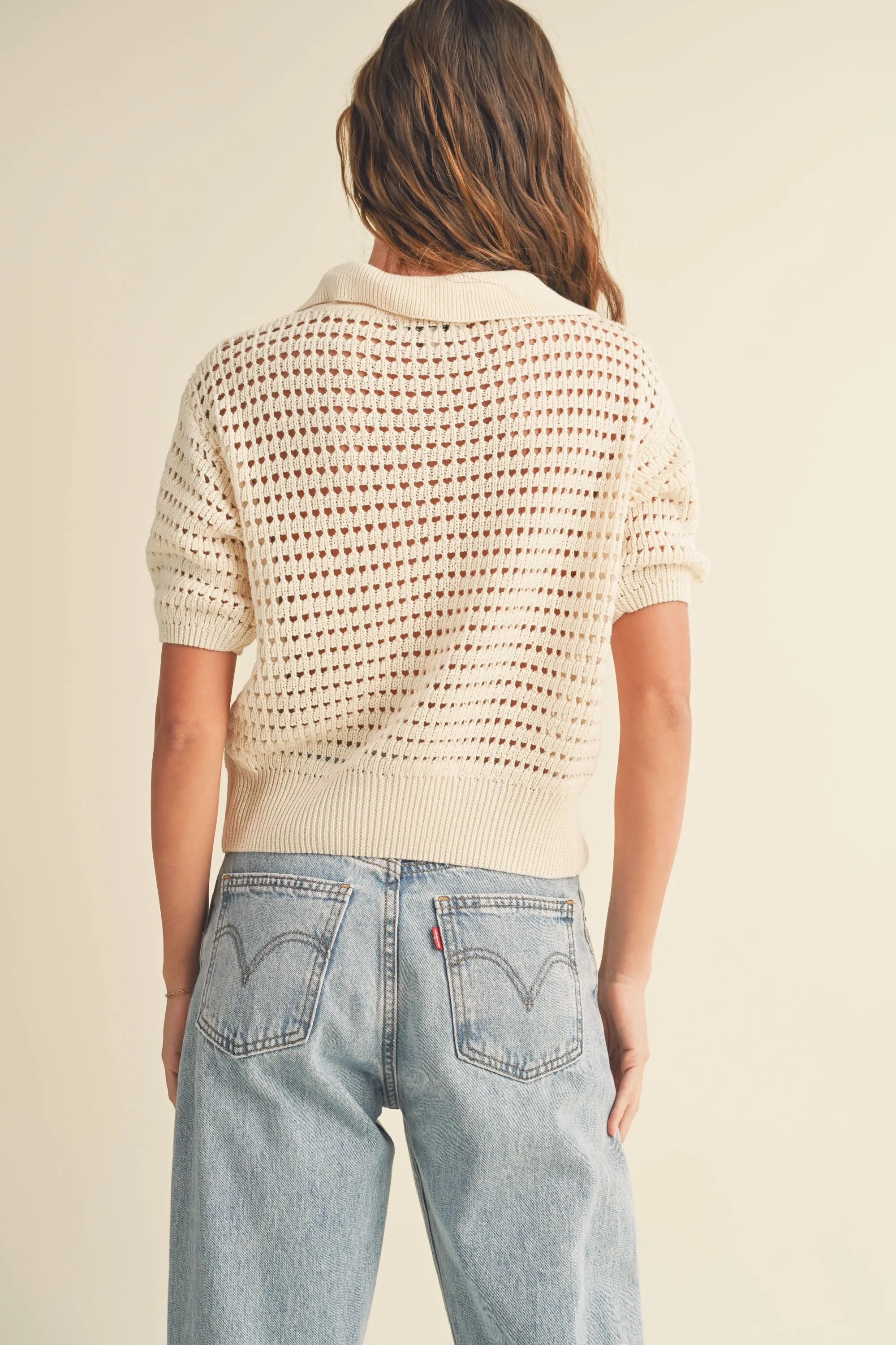 Montauk Crochet Collared Top