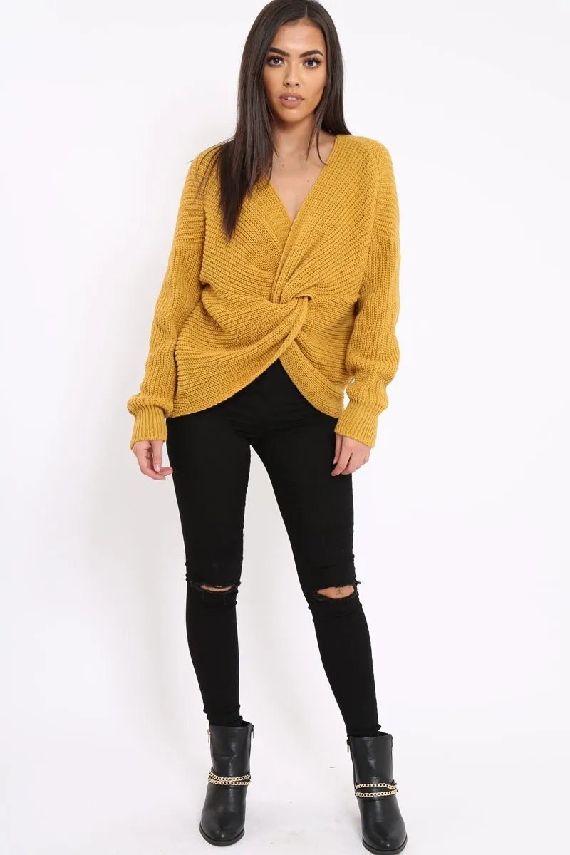 Mustard Knot Knit Jumper - Kerri