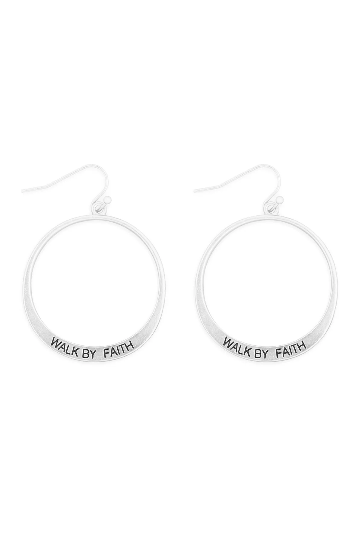 MYE1412MGFT - "WALK BY FAITH" PINCHED HOOP DROP EARRINGS
