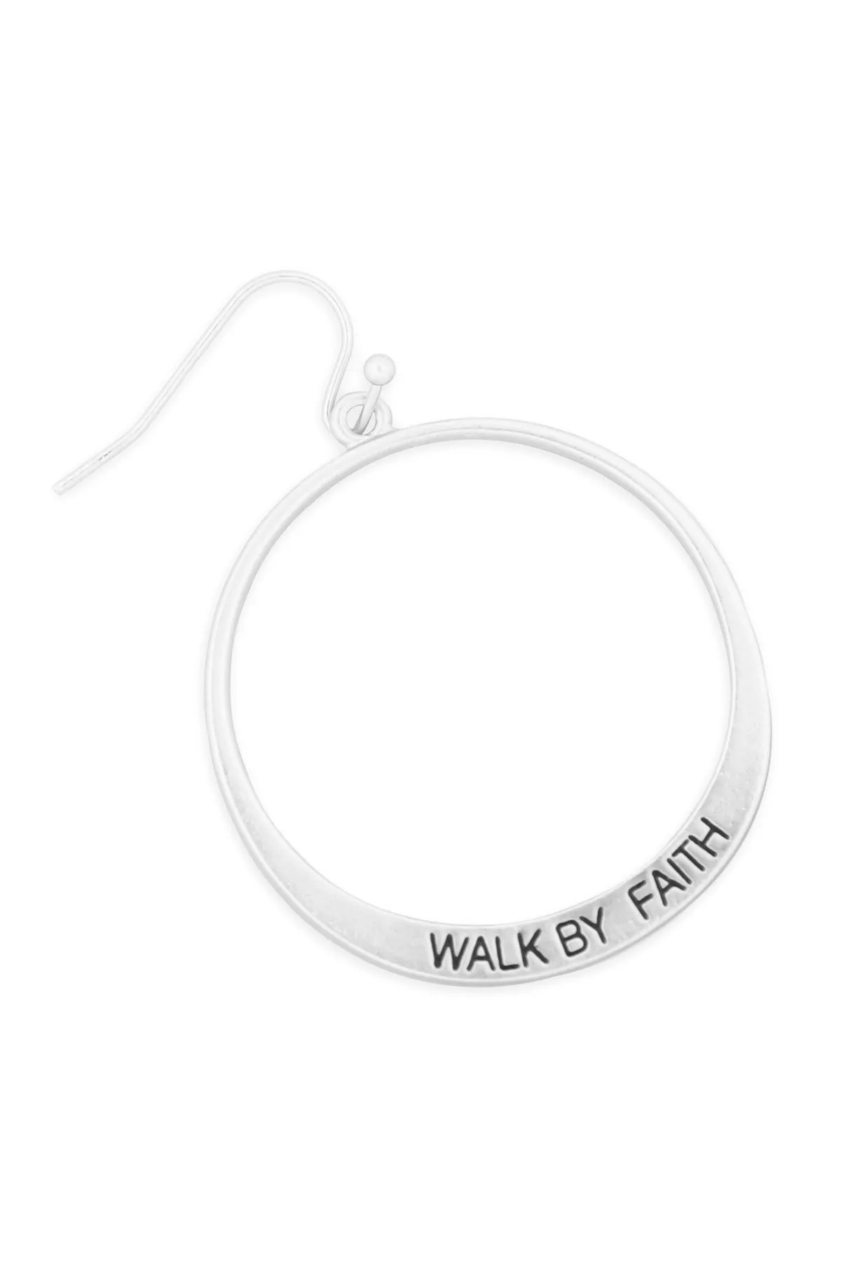MYE1412MGFT - "WALK BY FAITH" PINCHED HOOP DROP EARRINGS