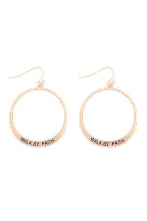 MYE1412MGFT - "WALK BY FAITH" PINCHED HOOP DROP EARRINGS