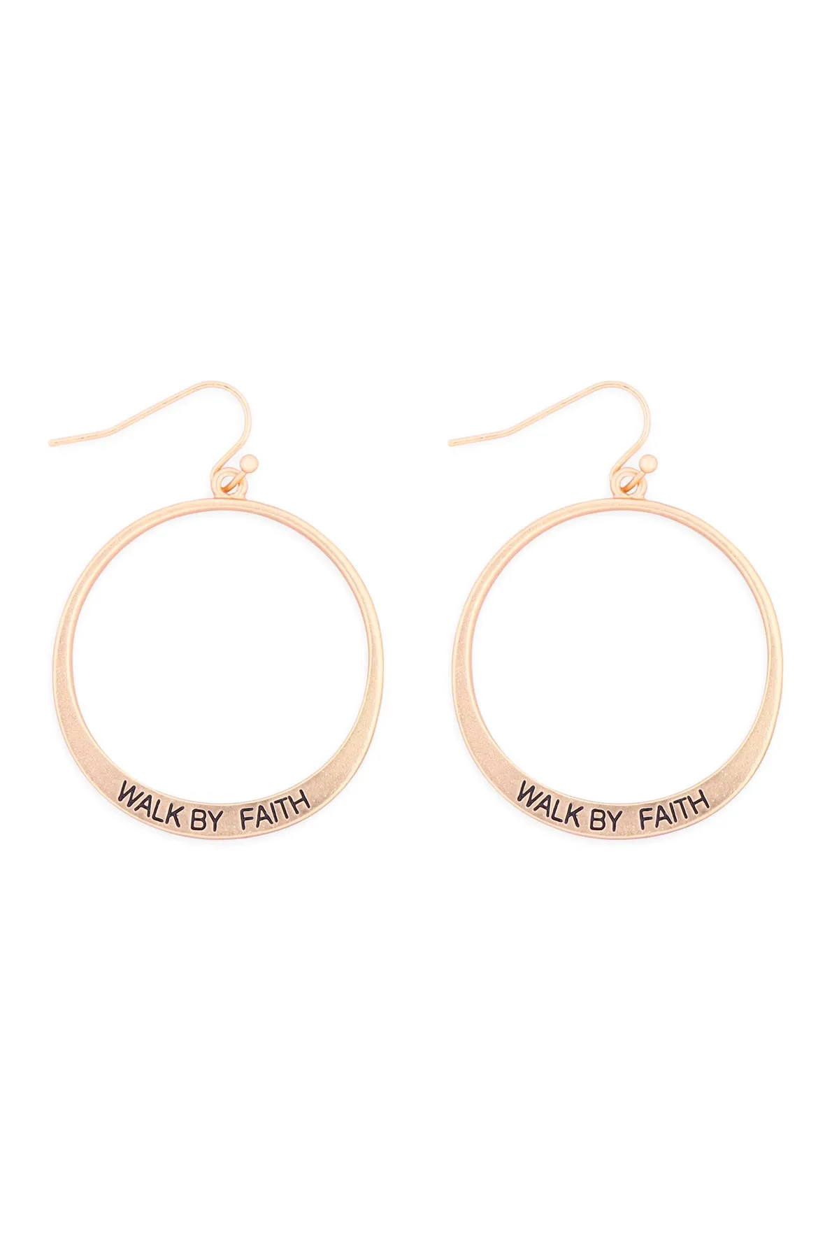 MYE1412MGFT - "WALK BY FAITH" PINCHED HOOP DROP EARRINGS