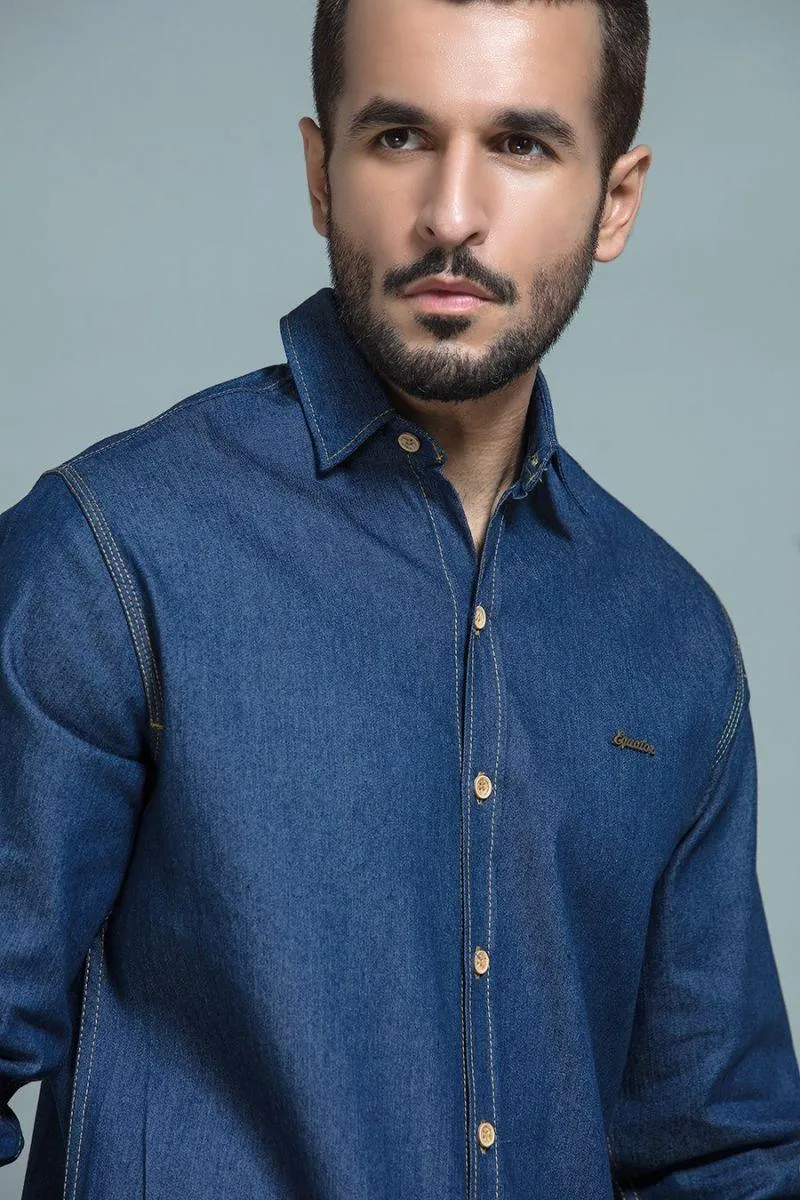 Navy Blue Denim Casual Shirt