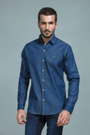 Navy Blue Denim Casual Shirt