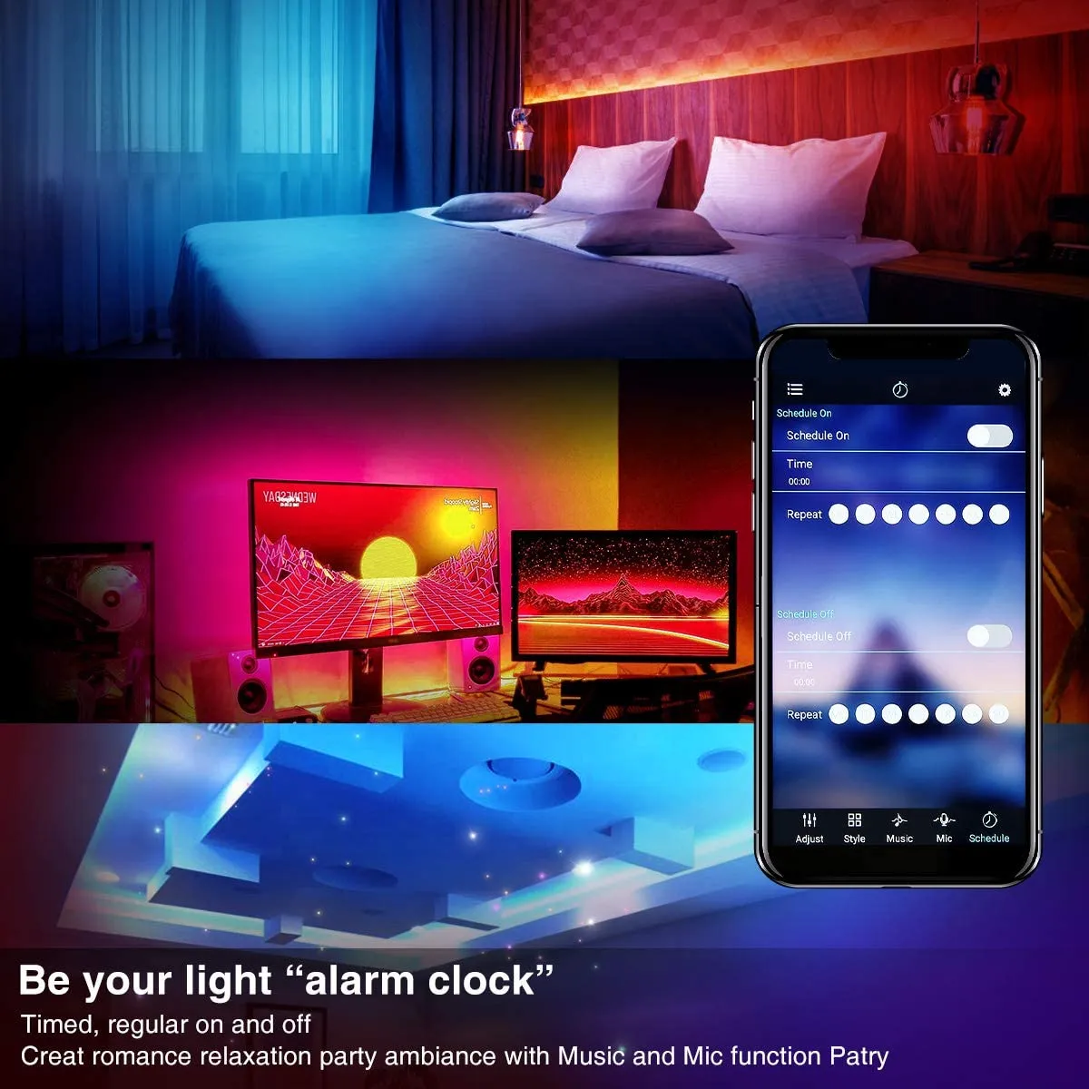New in box! 16.4 Ft LED Strip Lights! Control the LED strip lights via APP, remote control and controller. Special music mode allows lights to go to beat of music or mic!
