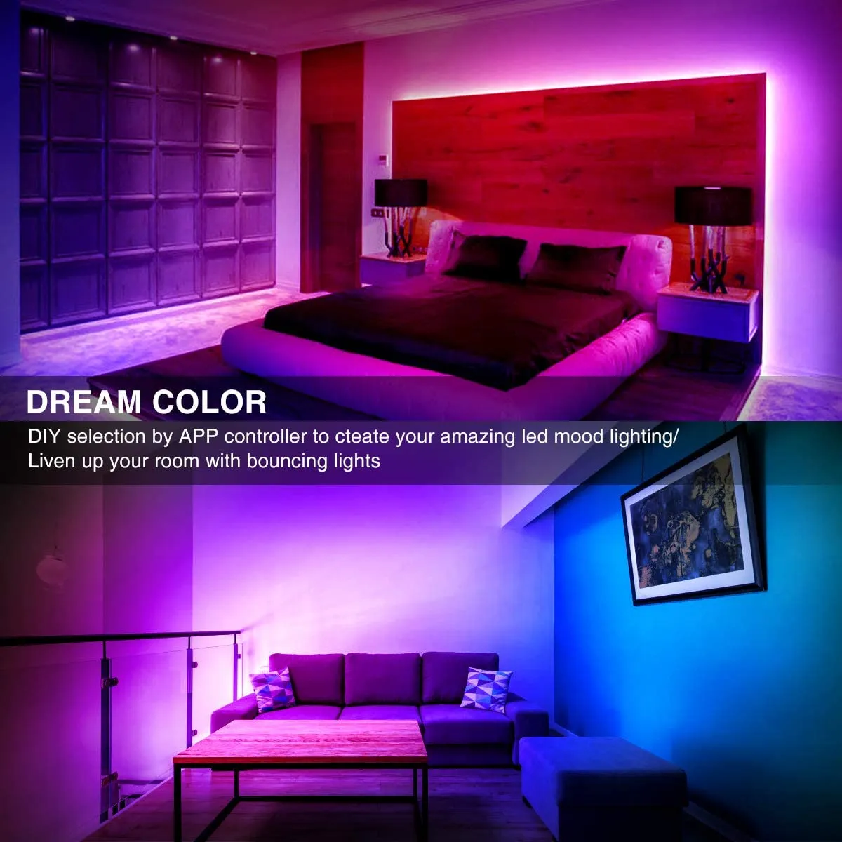 New in box! 16.4 Ft LED Strip Lights! Control the LED strip lights via APP, remote control and controller. Special music mode allows lights to go to beat of music or mic!