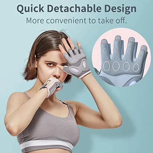 New Jaffick Workout Gloves for Women Fingerless Cycling Gloves Women's Gym Weight Lifting Gloves for Crossfit Exercise Fitness, Sz L!