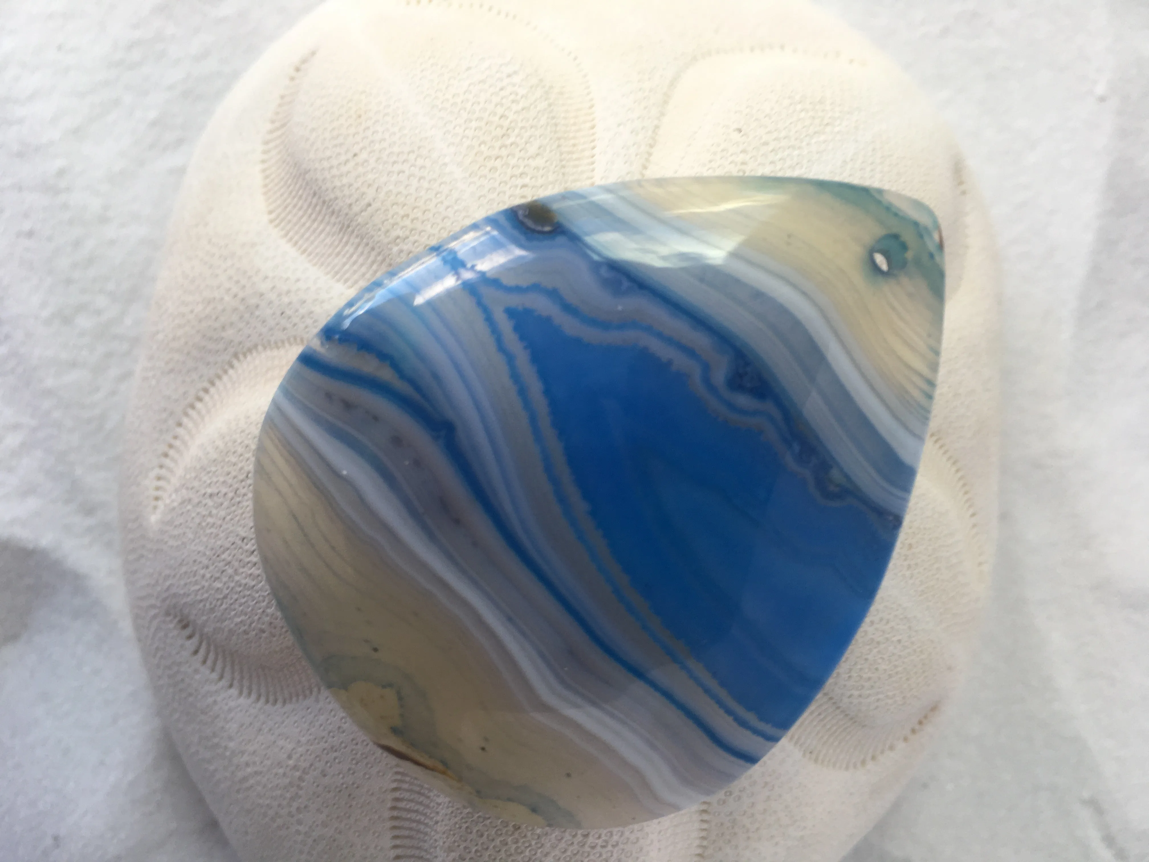 NYLAH - Blue, GREY & White Striped Onyx Agate Teardrop Pendant