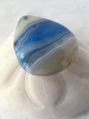 NYLAH - Blue, GREY & White Striped Onyx Agate Teardrop Pendant