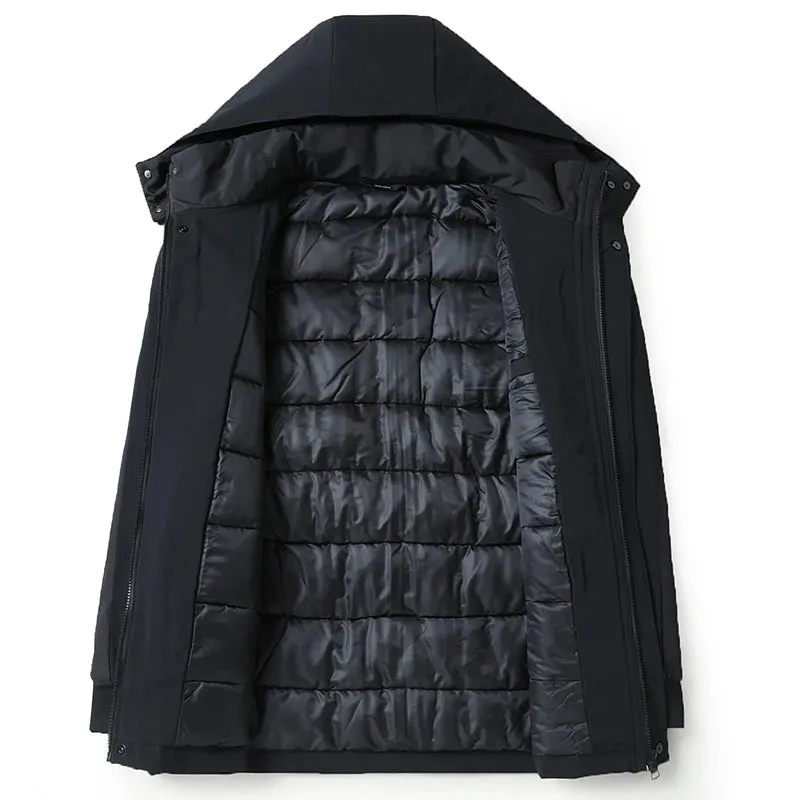 Obsidian Phoenix Luxury Hooded Snow Winter Parka - High-End Thick Warm Padded Men’s Outdoor Jacket in Sizes Up to 8XL