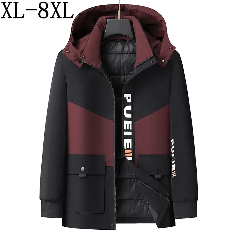 Obsidian Phoenix Luxury Hooded Snow Winter Parka - High-End Thick Warm Padded Men’s Outdoor Jacket in Sizes Up to 8XL