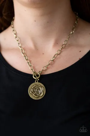 Paparazzi Beautifully Belle - Brass Rose Necklace