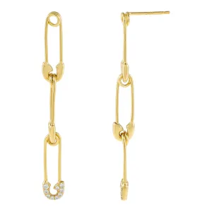 Pavé X Solid Safety Pin Drop Stud Earring