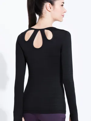 PETAL LONG SLEEVE TEE, BLACK WFX