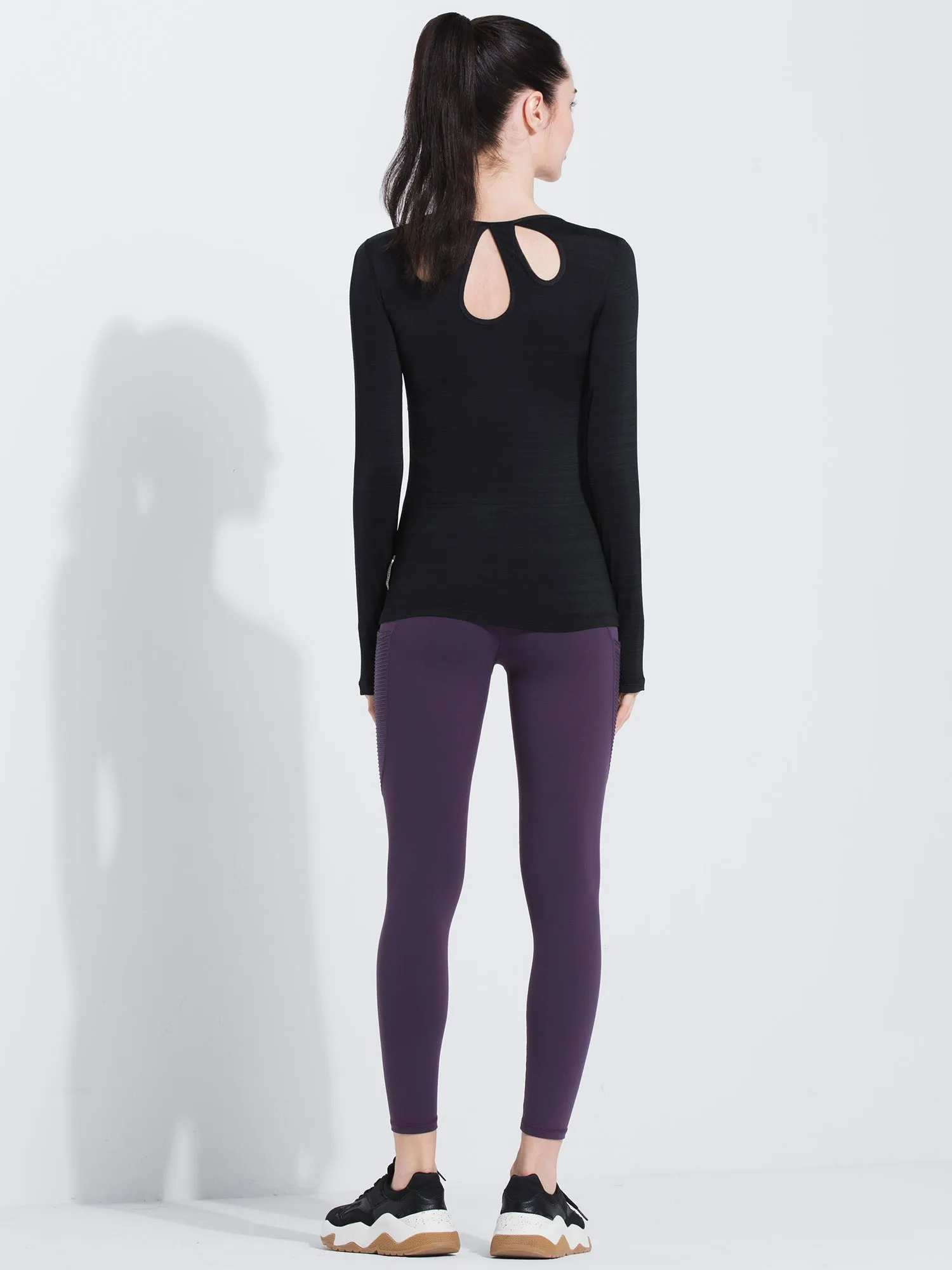 PETAL LONG SLEEVE TEE, BLACK WFX