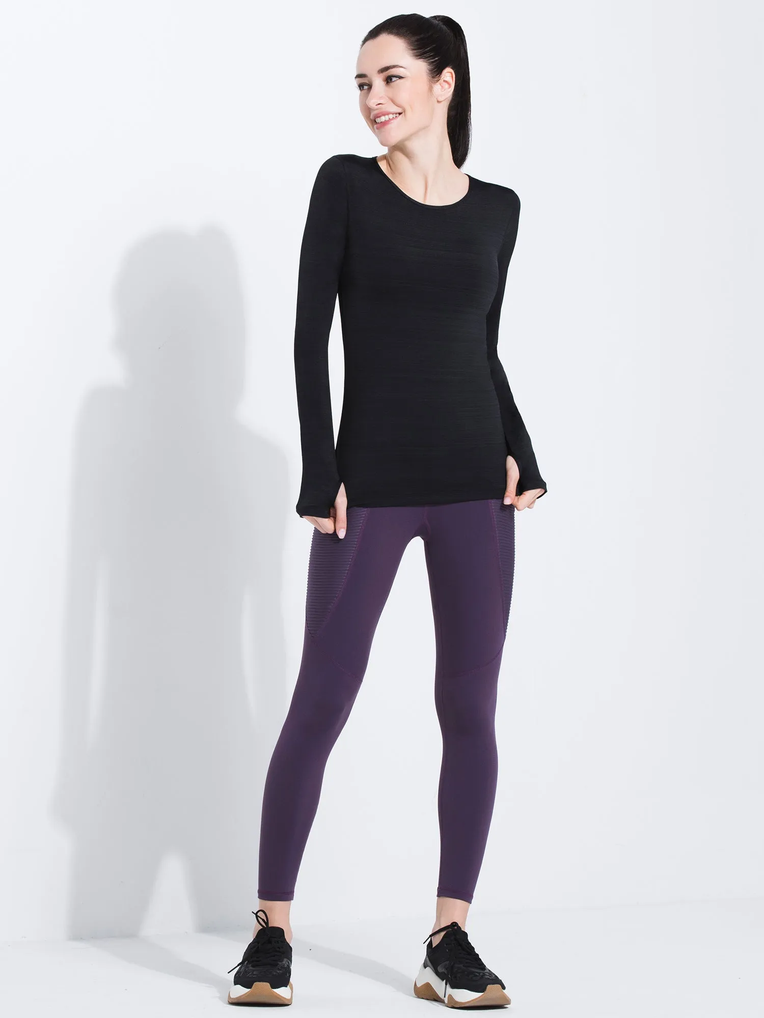 PETAL LONG SLEEVE TEE, BLACK WFX