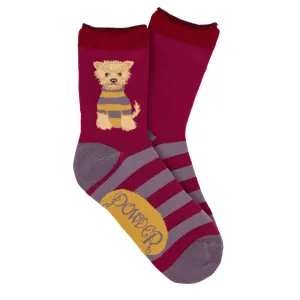 Powder Wooly Westie Ankle Socks - Damson