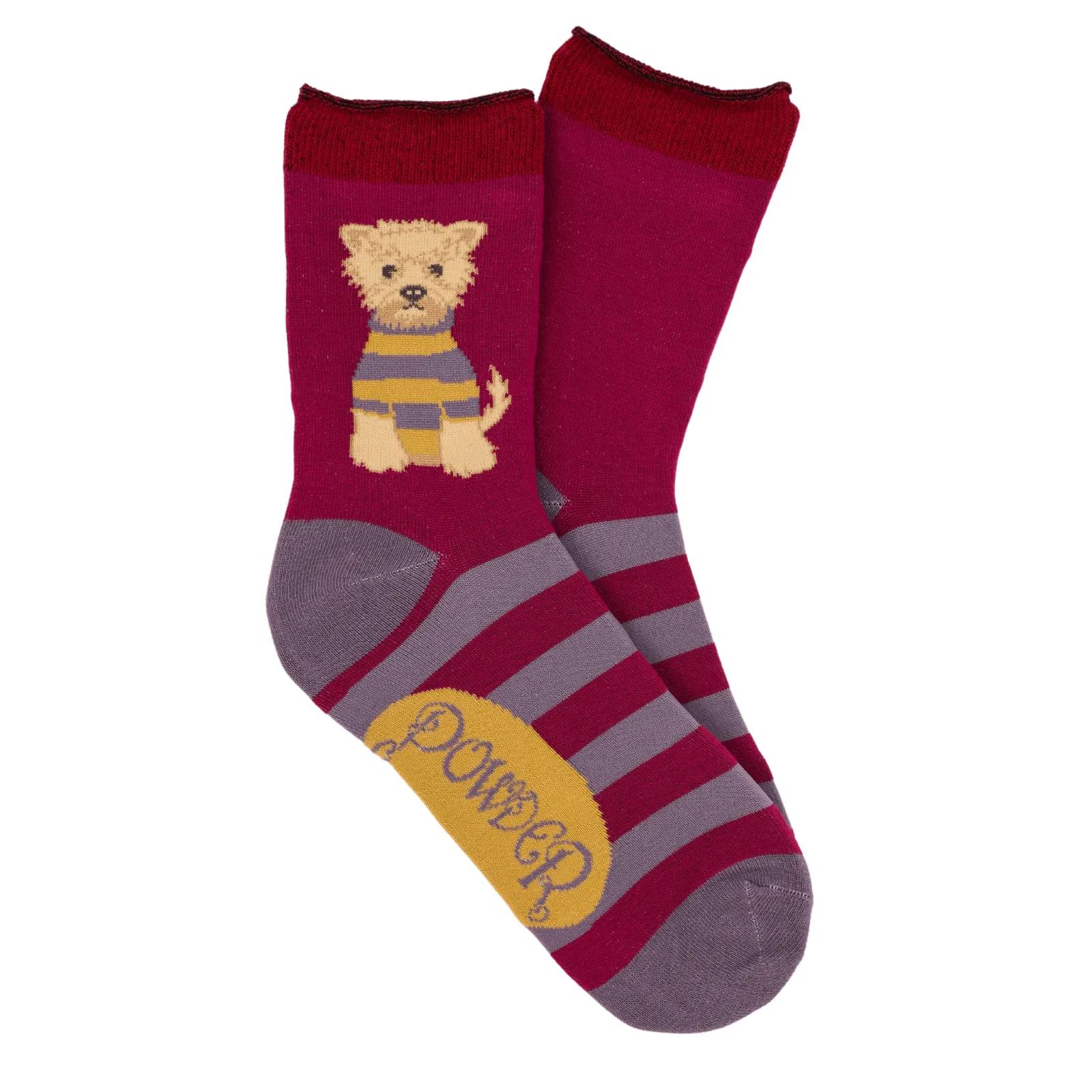 Powder Wooly Westie Ankle Socks - Damson