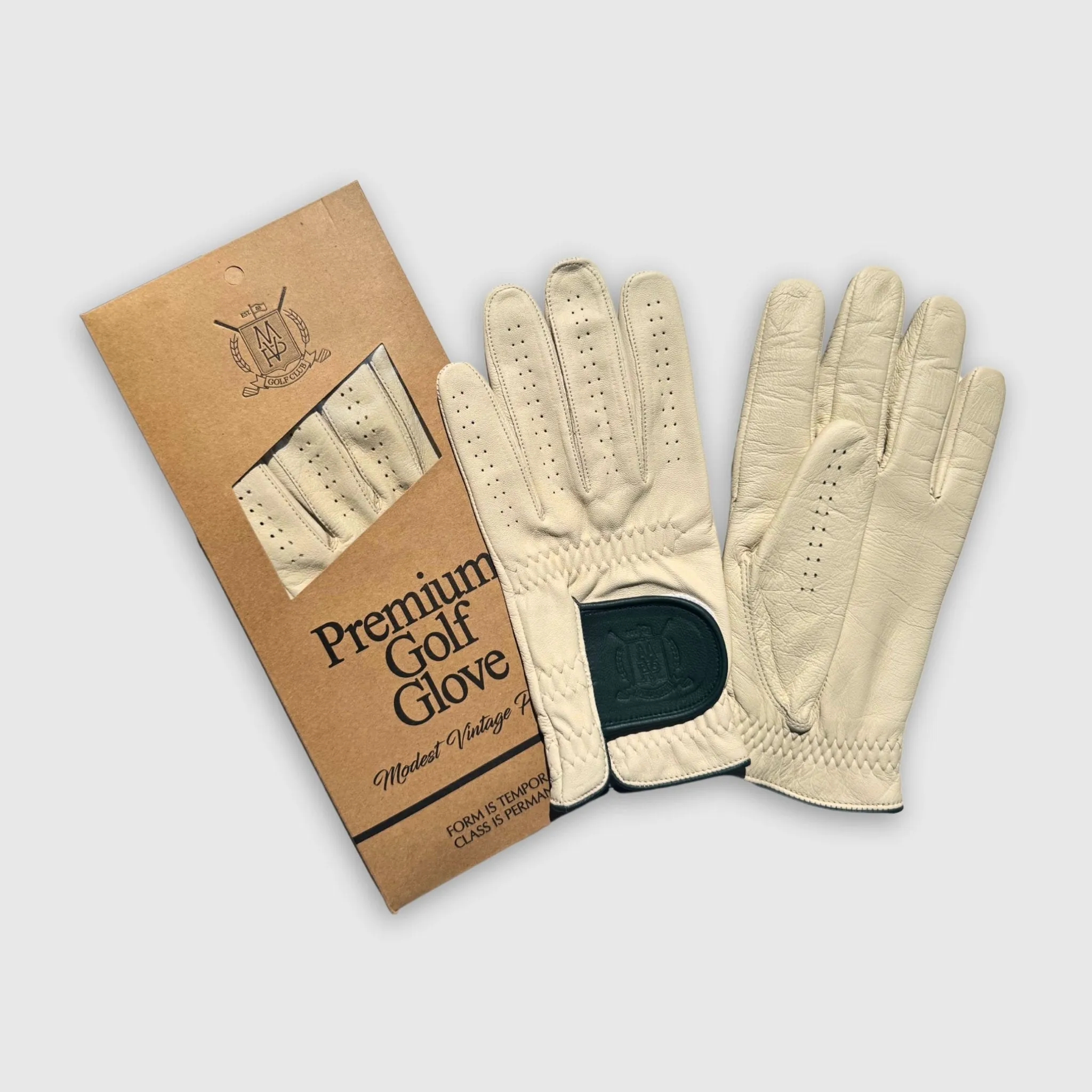 PRO Cream / Forest Green Cabretta Leather Golf Gloves (2 Pack)