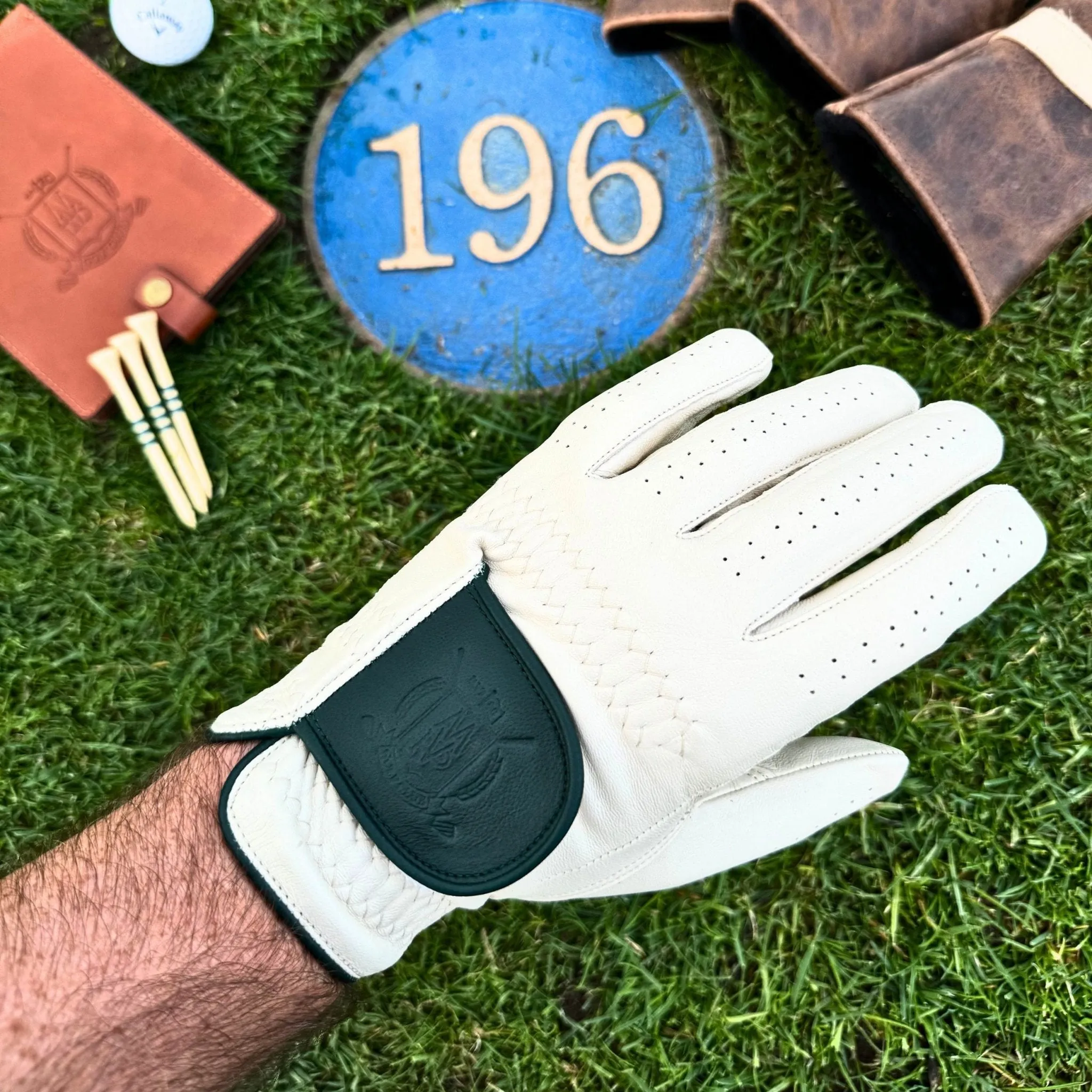 PRO Cream / Forest Green Cabretta Leather Golf Gloves (2 Pack)