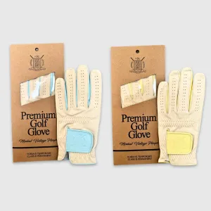 PRO Pastel Cabretta Leather Golf Gloves - Blue & Yellow (2 Pack)