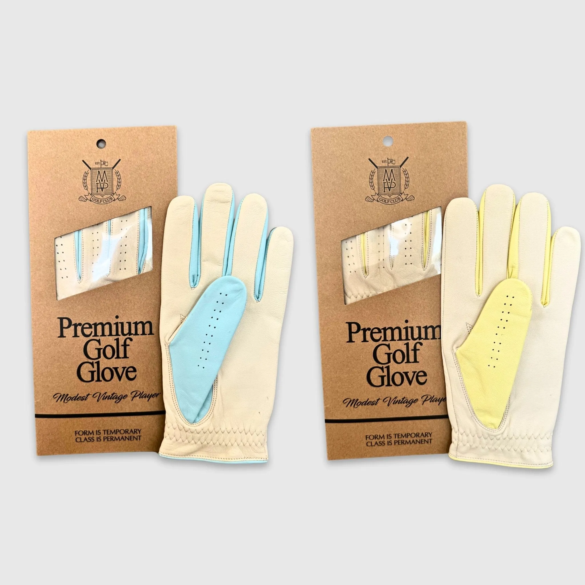 PRO Pastel Cabretta Leather Golf Gloves - Blue & Yellow (2 Pack)