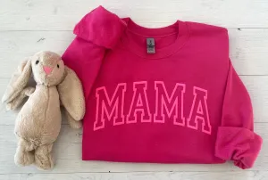 Puff Embossed Hot Pink Mama Crewneck