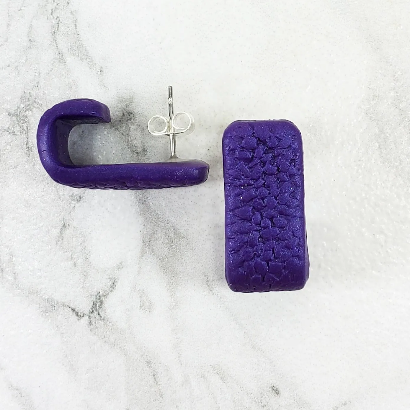 Purple Solid Color Huggie Earrings - Elegant and Simple Accessory