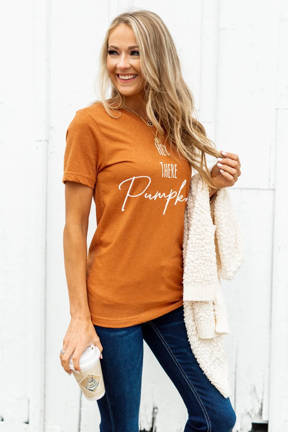 "Hey There Pumpkin" Graphic Tee- Copper