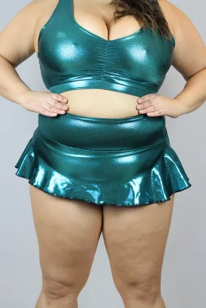 Rarr Mid Waisted Skort - Green Sparkle Plus Size