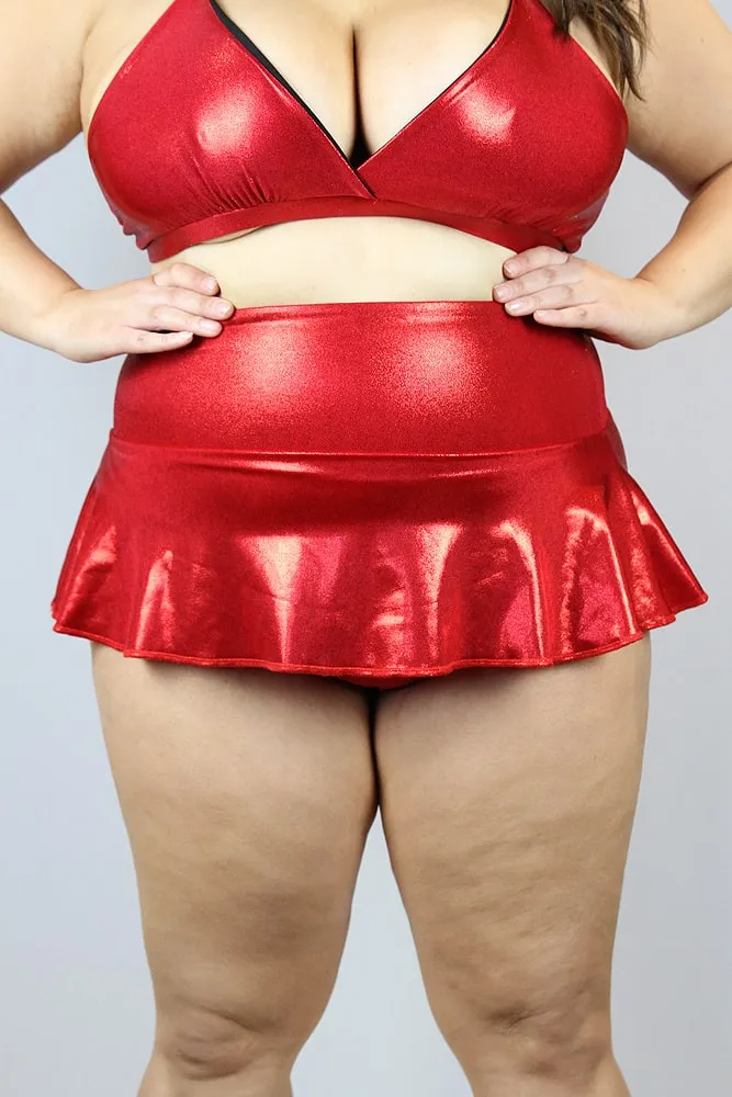 Rarr Mid Waisted Skort - Green Sparkle Plus Size