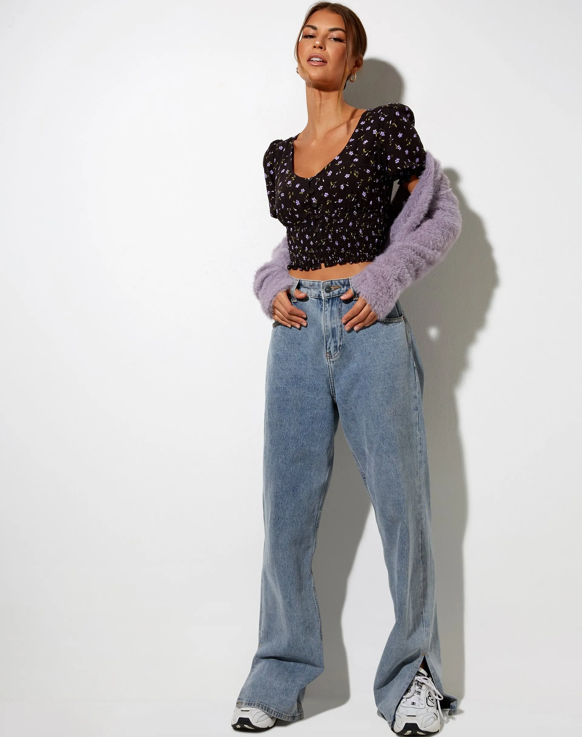 Ray Top in Pretty Petal Coffee and Purple