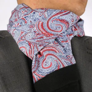 Red Grey Paisley Mens Silk Scarf - Designer neck scarf for winters