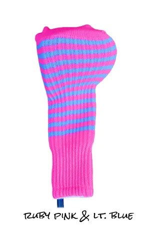 Ruby Pink and Light Blue Club Sock Golf Headcover